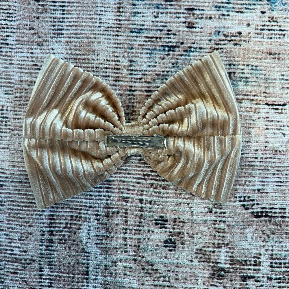 Gold Velvet Hair Bow Large